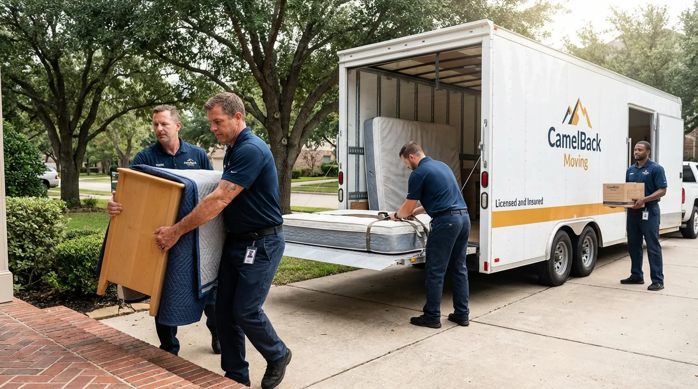 Crew loading residential truck for cross-state move from Thomson, GA
