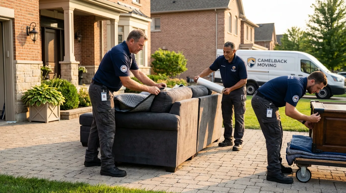 Large estate moving crew wrapping furniture in Thomson, GA